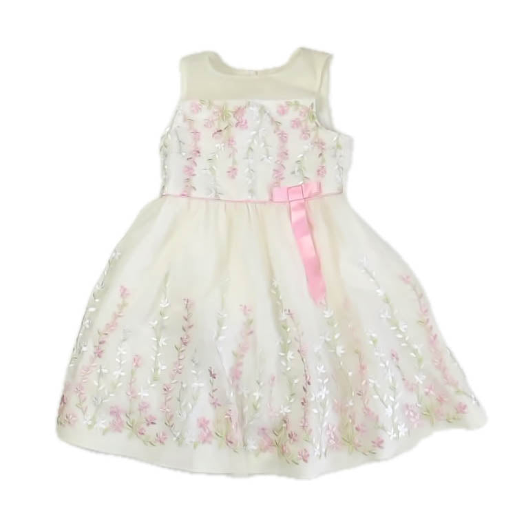 Jona Michelle Girls Ivory Floral Special Occasion Dress Size: 6 Years Ivory Floral
