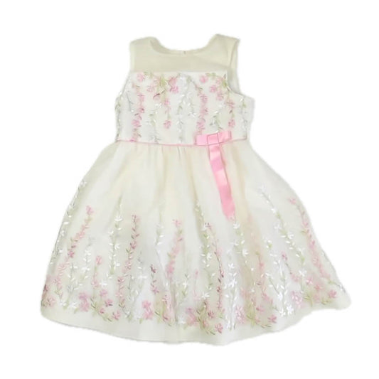 Jona Michelle Girls Ivory Floral Special Occasion Dress Size: 6 Years Ivory Floral