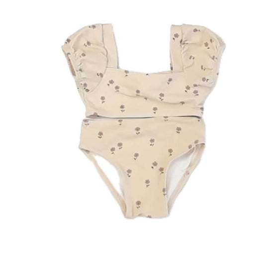 Quincy Mae Girls Ivory Floral 2-piece Swimsuit Size: 12-18 Months Ivory Floral