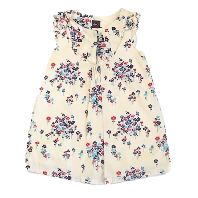 Tea Collection Girls Ivory Floral Dress Size: 18-24 Months Ivory Floral