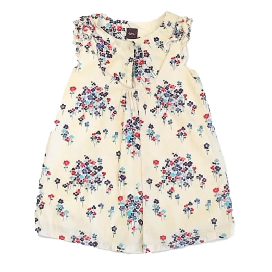 Tea Collection Girls Ivory Floral Dress Size: 18-24 Months Ivory Floral