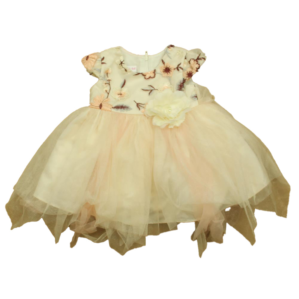 Bonnie Baby Girls Ivory Floral Special Occasion Dress Size: 3-6 Months Ivory Floral