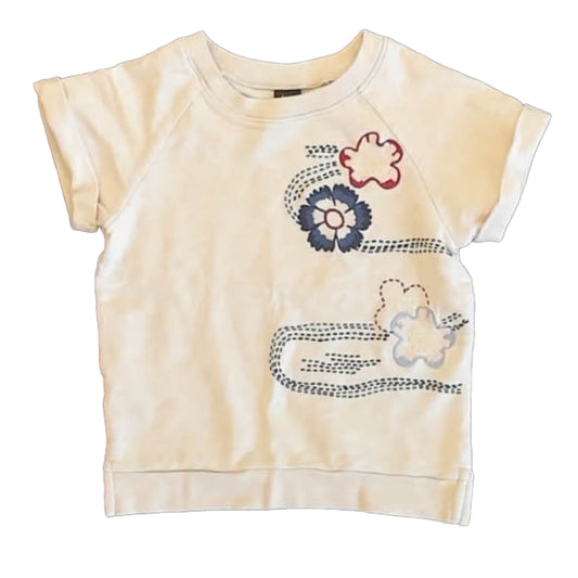 Tea Collection Girls Ivory Flower T-Shirt Size: 4T Ivory Flower