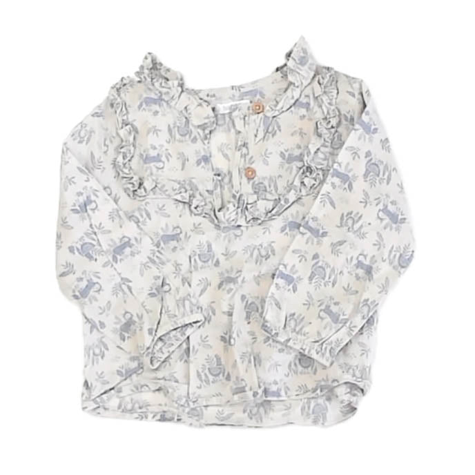 Bout Chou Girls Ivory Fox Blouse Size: 12 Months Ivory Fox