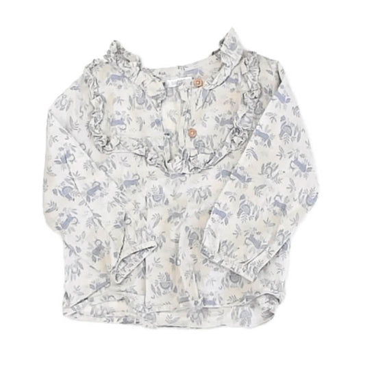 Bout Chou Girls Ivory Fox Blouse Size: 12 Months Ivory Fox