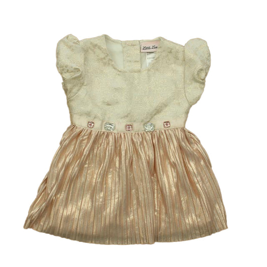 Little Lass Girls Ivory | Gold | Pink Dress Size: 24 Months Ivory | Gold | Pink