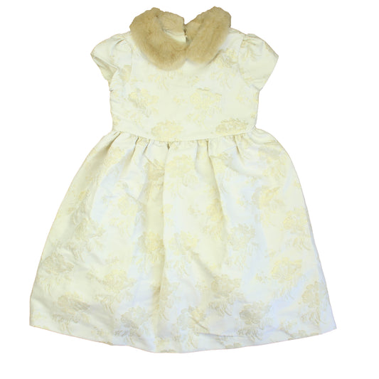 Janie and Jack Girls Ivory | Gold Special Occasion Dress Size: 12 Years