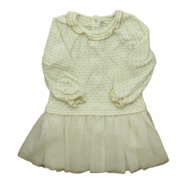 Petit Bateau Girls Ivory | Gold Dress Size: 12 Months