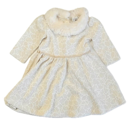 Janie and Jack Girls Ivory | Gold Dress Size: 3T Ivory | Gold