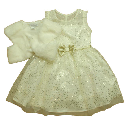 Jona Michelle Girls Ivory | Gold Special Occasion Dress Size: 4T Ivory | Gold