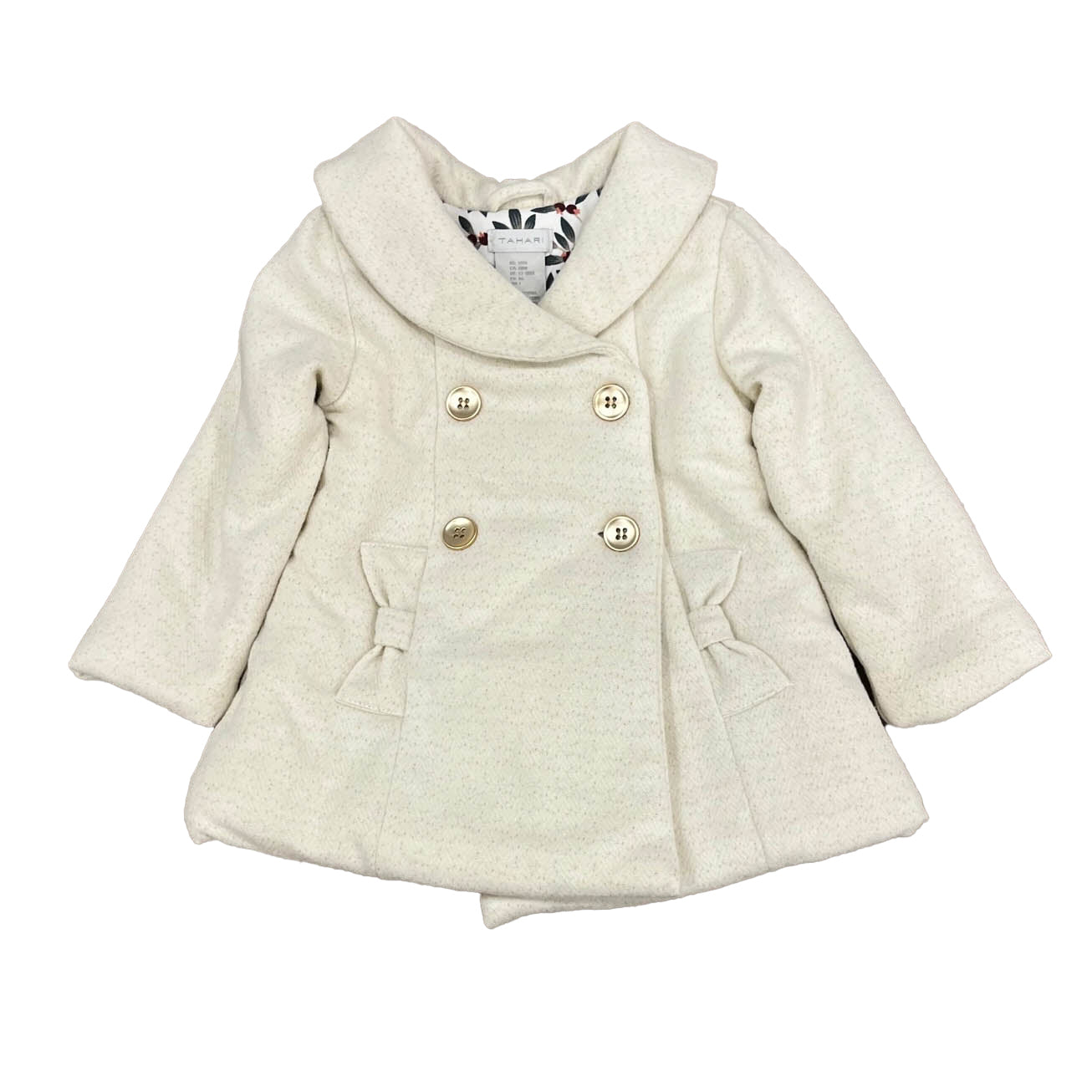 Tahari Girls Ivory | Gold Jacket Size: 12-18 Months Ivory | Gold
