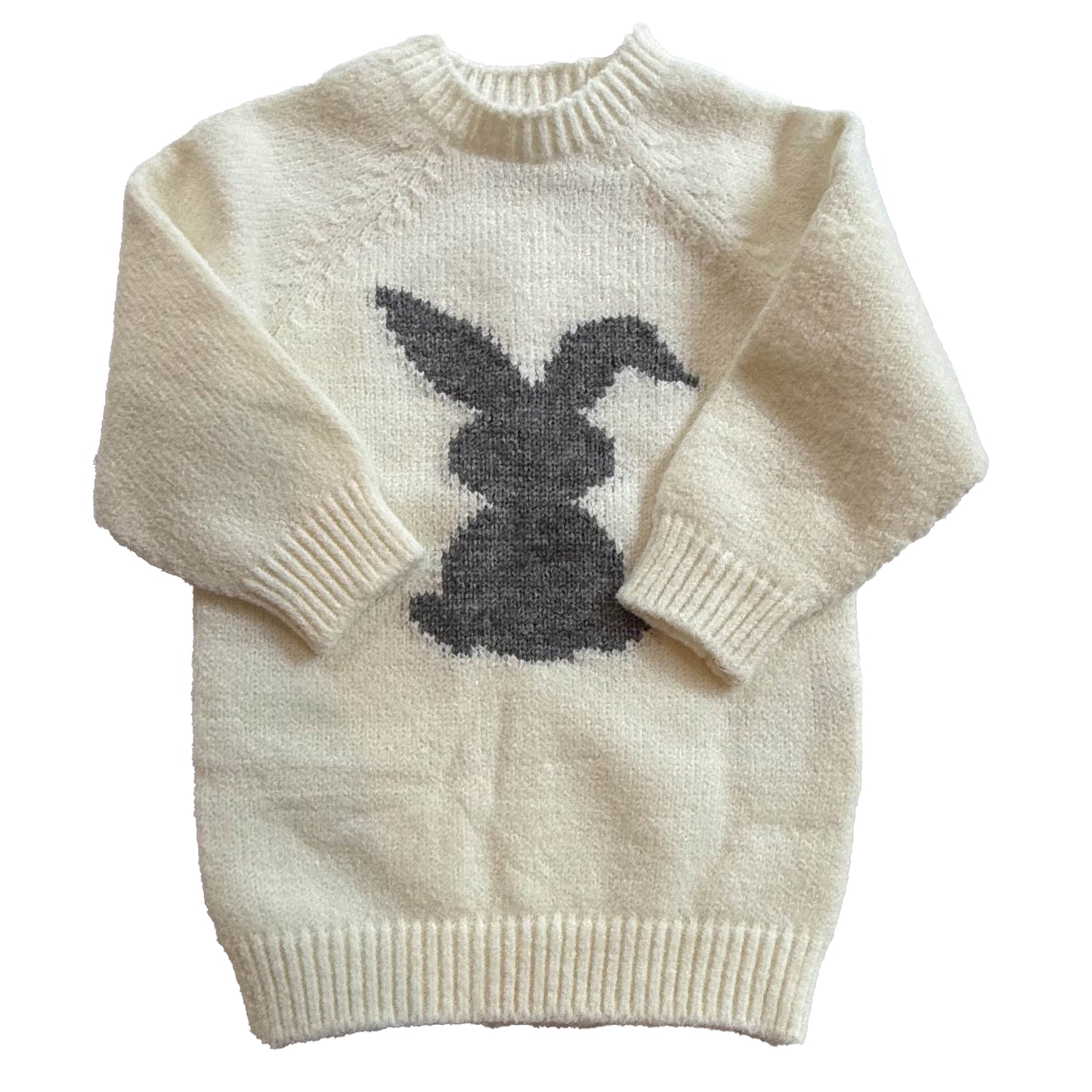 Unknown Brand Unisex Ivory | Gray Bunny Sweater Size: 12 Months Ivory | Gray Bunny