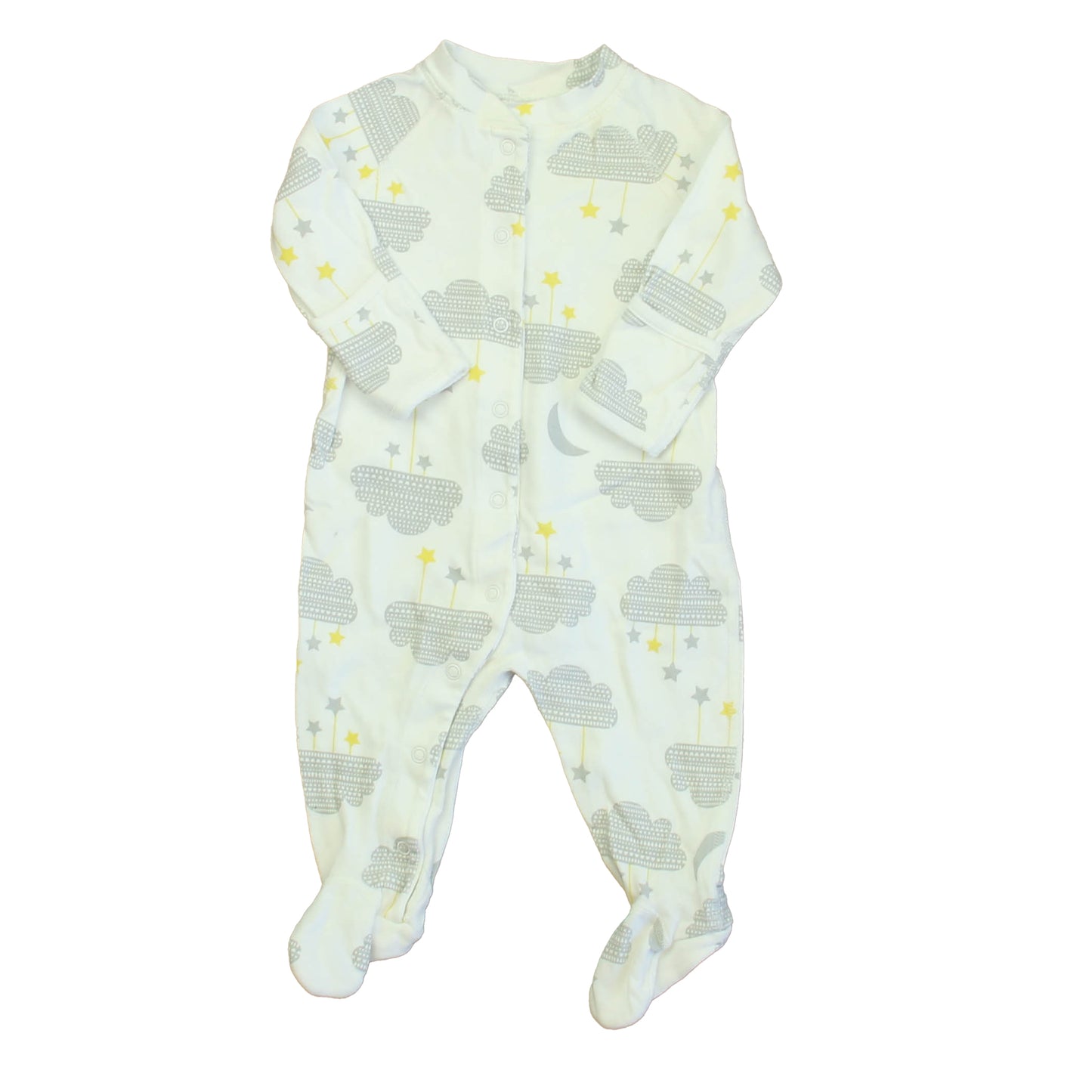 Hanna Andersson Unisex Ivory | Gray Clouds 1-piece footed Pajamas Size: 3-6 Months Ivory | Gray Clouds