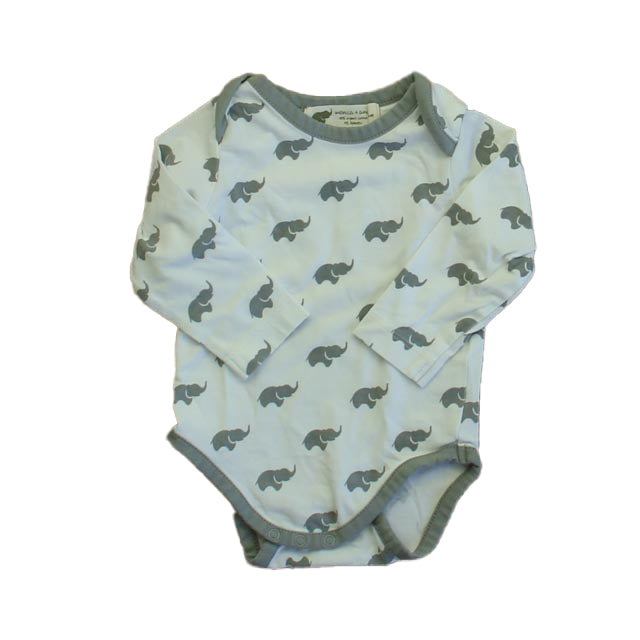 Monica + Andy Unisex Ivory | Gray Elephants Onesie Size: 3-6 Months Ivory | Gray Elephants
