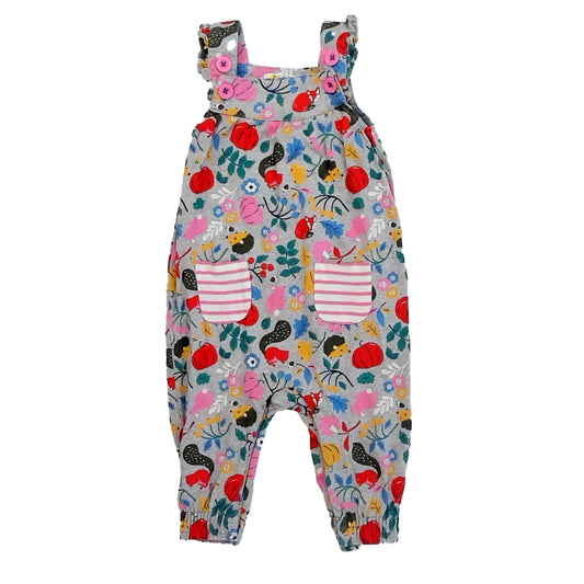 Boden Girls Ivory | Gray Floral Overalls Size: 6-9 Months Ivory | Gray Floral