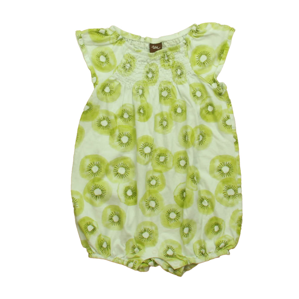 Tea Girls Ivory | Green Kiwi Romper Size: 18-24 Months Ivory | Green Kiwi