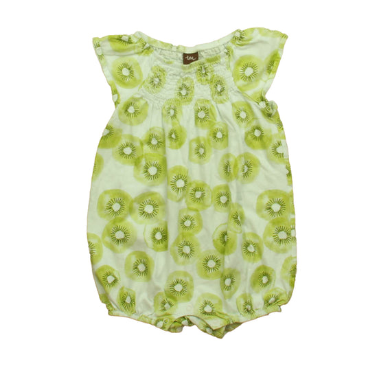 Tea Girls Ivory | Green Kiwi Romper Size: 18-24 Months Ivory | Green Kiwi