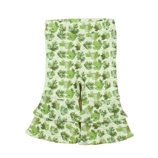 Kate Quinn Organics Girls Ivory | Green Leaves Leggings Size: 3-6 Months