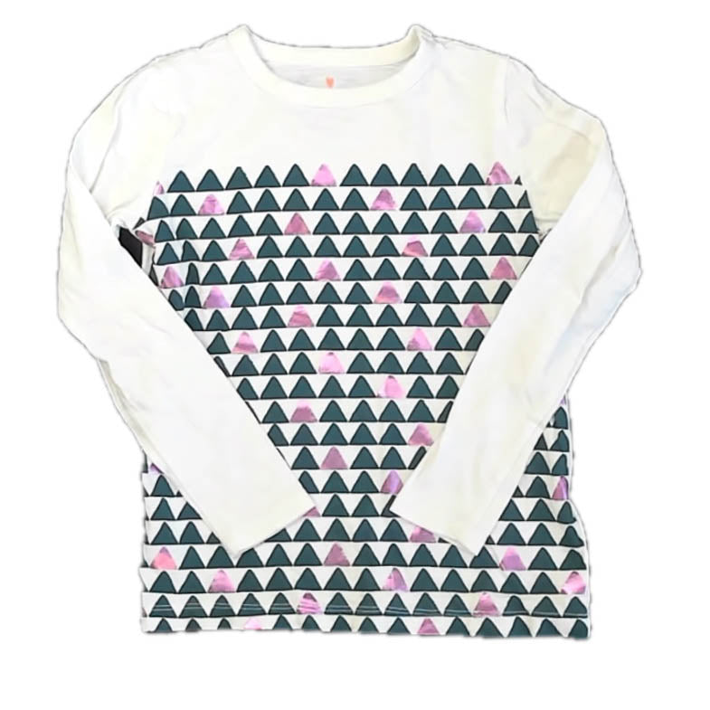 Crewcuts Girls Ivory | Green | Pink Long Sleeve T-Shirt Size: 6-7 Years Ivory | Green | Pink