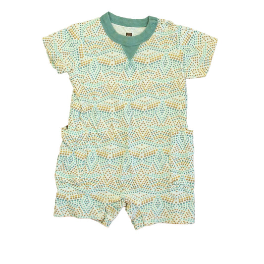 Tea Boys Ivory | Green Polka Dots Romper Size: 9-12 Months Ivory | Green Polka Dots