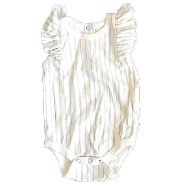 Pehr Girls Ivory | Green Stripe Onesie Size: 3-6 Months Ivory | Green Stripe
