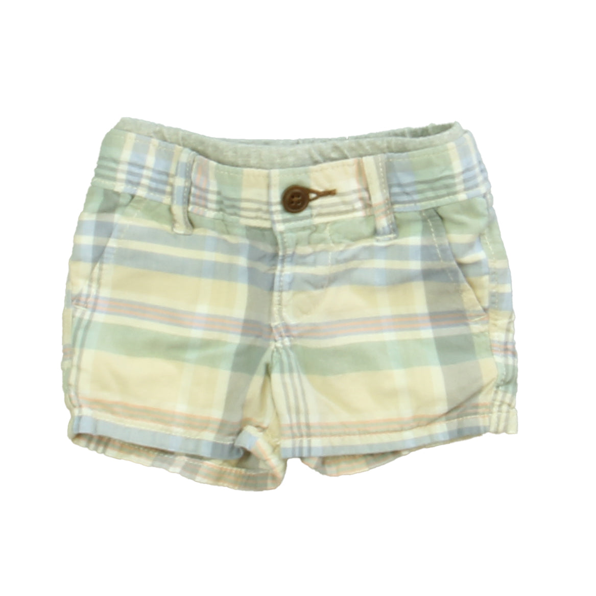 Gap Boys Ivory | Green | Yellow Plaid Shorts Size: 3-6 Months