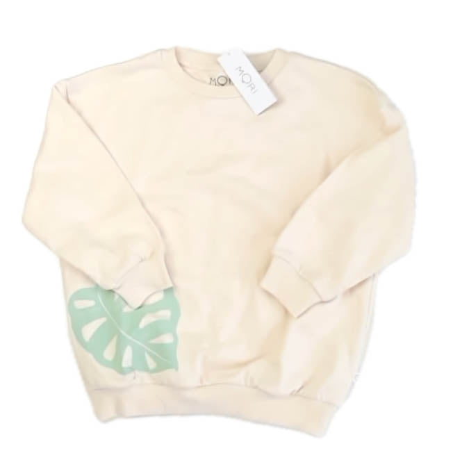 Mori Girls Ivory | Green Sweatshirt Size: 4-5T Ivory | Green