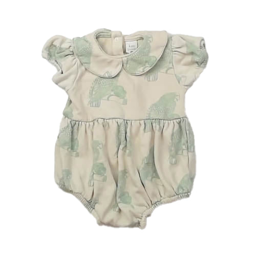 Kate Quinn Girls Ivory | Green Romper Size: 6-12 Months Ivory | Green