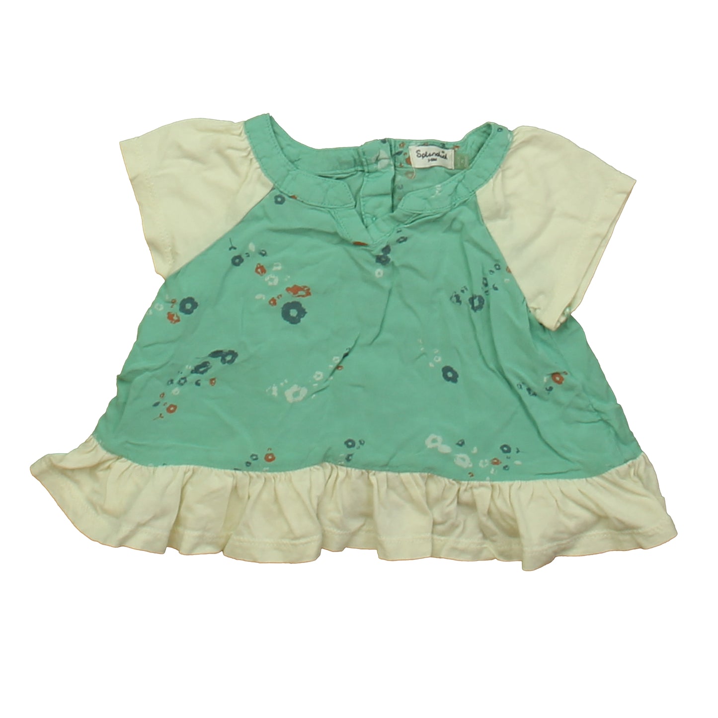 Splendid Girls Ivory | Green Blouse Size: 3-6 Months Ivory | Green
