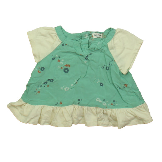 Splendid Girls Ivory | Green Blouse Size: 3-6 Months Ivory | Green