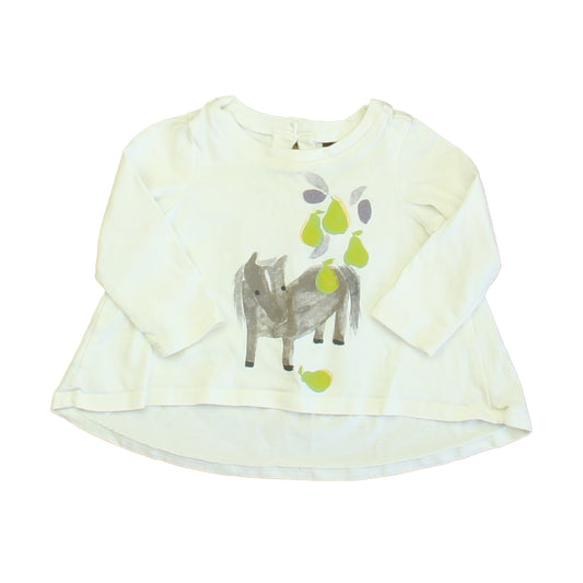 Tea Girls Ivory Horse Long Sleeve T-Shirt Size: 3-6 Months