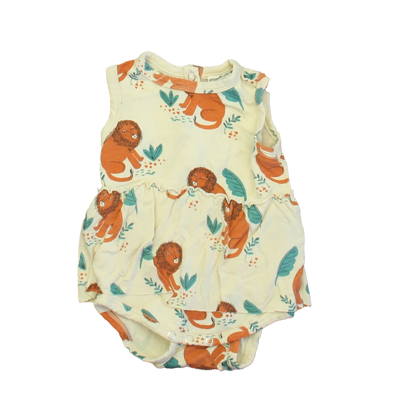 Spearmint Love Girls Ivory Lions Dress Size: 6-12 Months