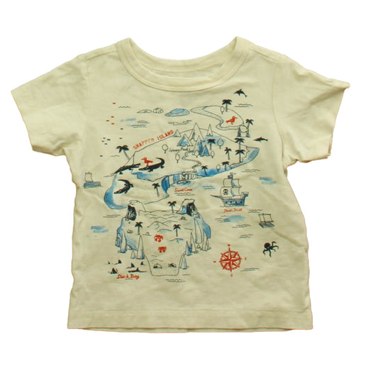 Tea Boys Ivory Map Short Sleeve Shirt Size: 12-18 Months Ivory Map
