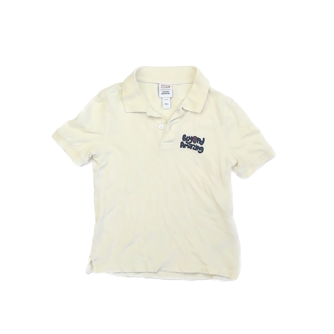 Amazon Essentials Boys Ivory Marvel Polo Shirt Size: 6-7 years Ivory Marvel