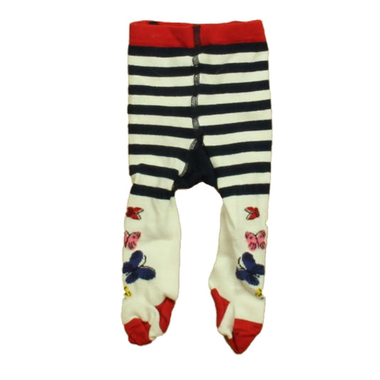 Hanna Andersson Girls Ivory | Navy Butterlies Tights Size: 3-6 Months