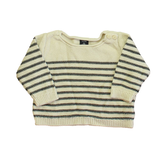 Gap Girls Ivory | Navy Stripe Sweater Size: 6-12 Months Ivory | Navy Stripe