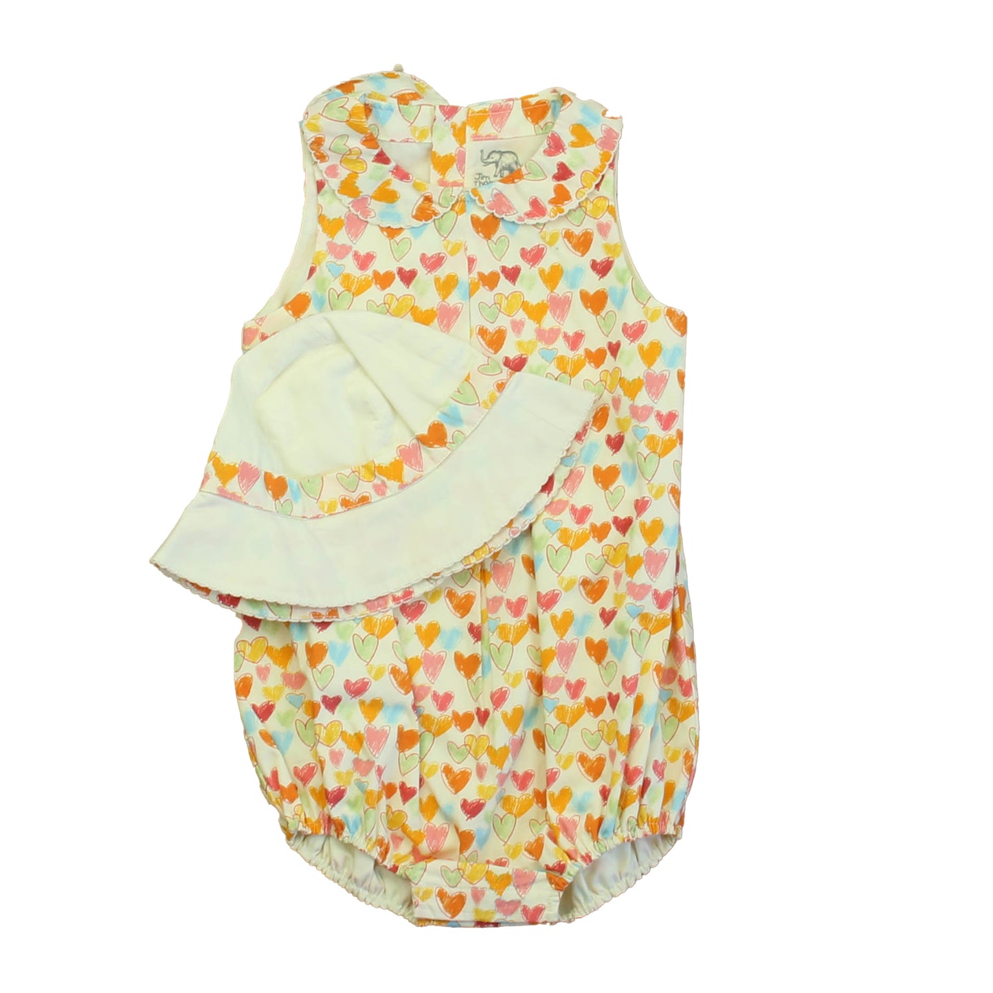 Jim Thompson Girls Ivory | Orange | Blue | Heart Apparel Sets Size: 12 - 18 Months Ivory | Orange | Blue | Heart