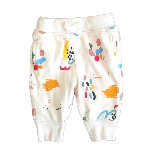 Hanna Andersson Unisex Ivory Paint Splatter Casual Pants Size: 3-6 Months Ivory Paint Splatter