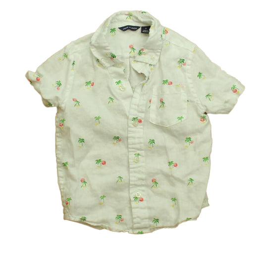 Janie and Jack Boys Ivory Palm Trees Button Down Short Sleeve Size: 2T