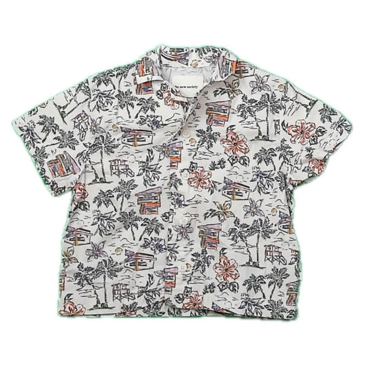 The New Society Boys Ivory Palm Trees Button Down Short Sleeve Size: 2T Ivory Palm Trees