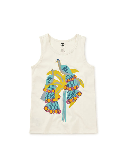 Tea Collection Girls Ivory Peacock Tank Top Size: 10 Years Ivory Peacock