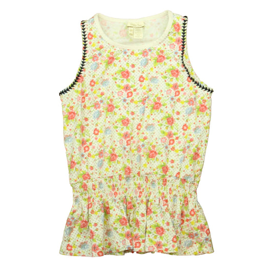 Matilda Jane Girls Ivory | Pink | Blue Floral Tank Top Size: 10 Years