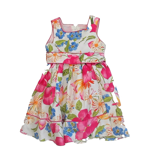 Sweet Heart Rose Girls Ivory | Pink | Blue Floral Special Occasion Dress Size: 2T Ivory | Pink | Blue Floral