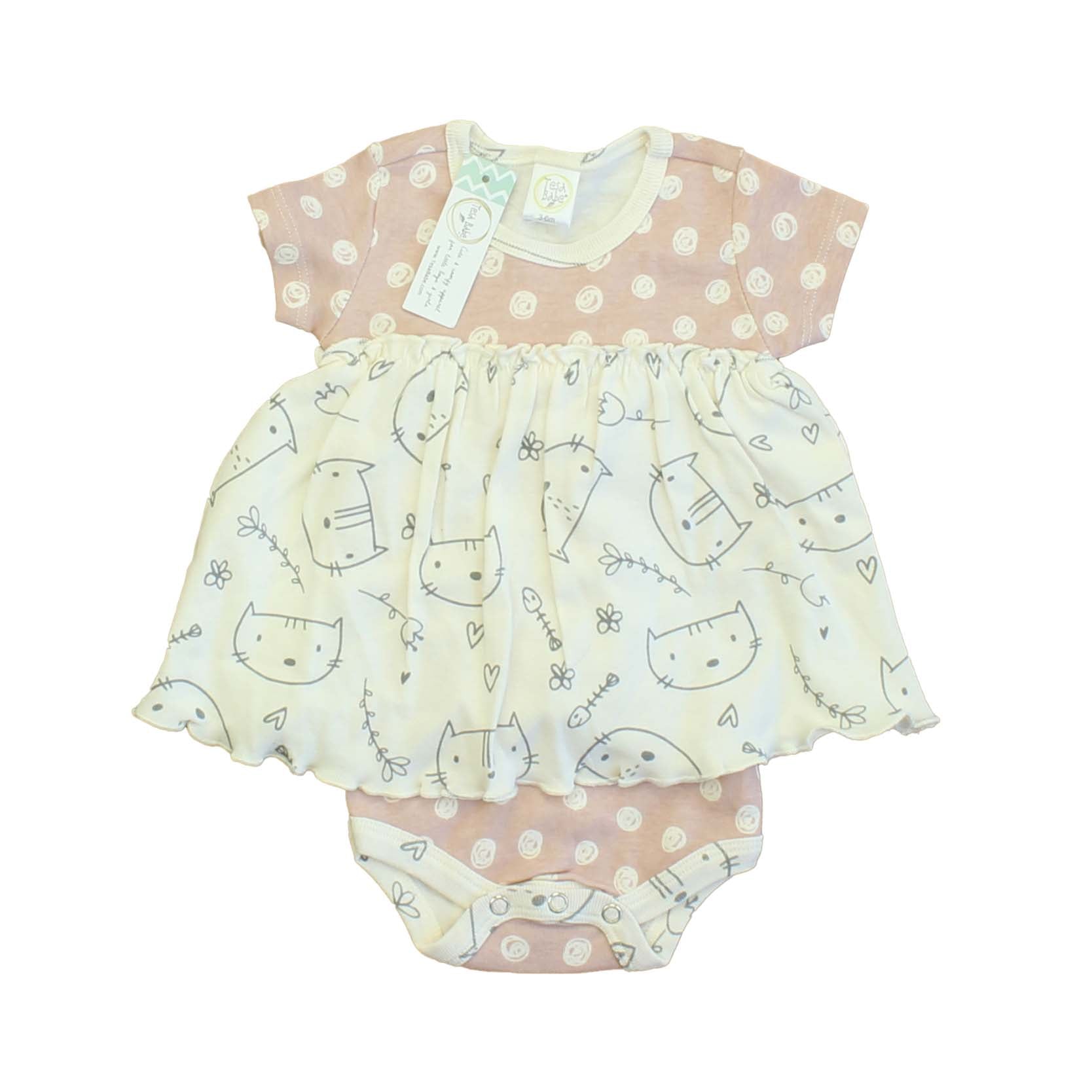 Tesa Babe Girls Ivory | Pink | Cats Dress Size: 3-6 Months Ivory | Pink | Cats