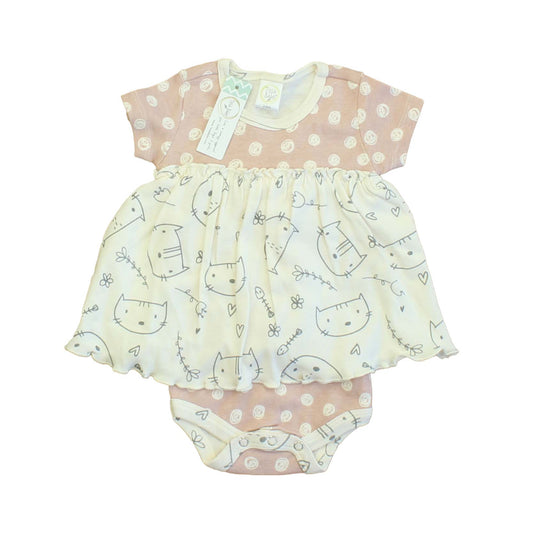 Tesa Babe Girls Ivory | Pink | Cats Dress Size: 3-6 Months Ivory | Pink | Cats