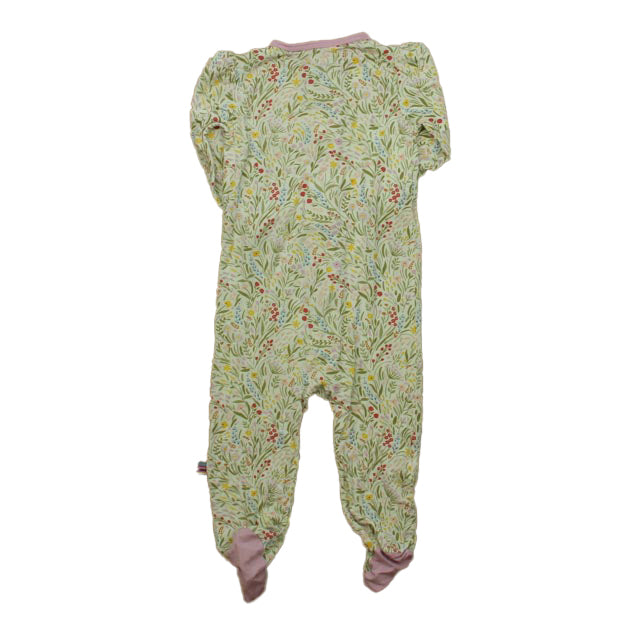 Magnetic Me Girls Ivory | Pink Floral 1-piece Non-footed Pajamas Size: 6-9 Months