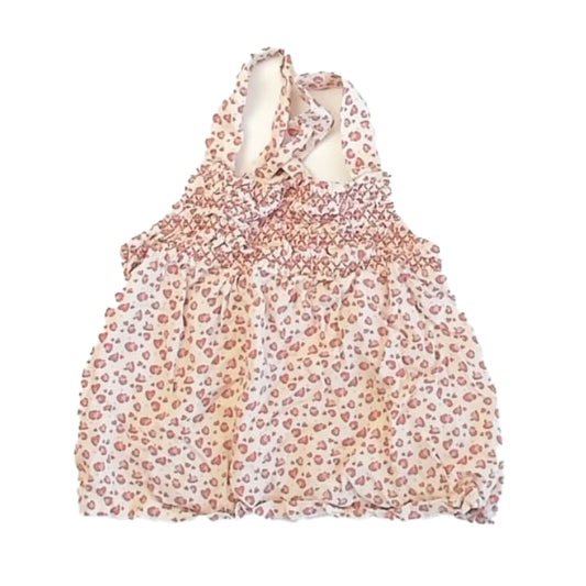 Sergent Major Girls Ivory| Pink Leopard Tank Top Size: 6 Years Ivory| Pink Leopard