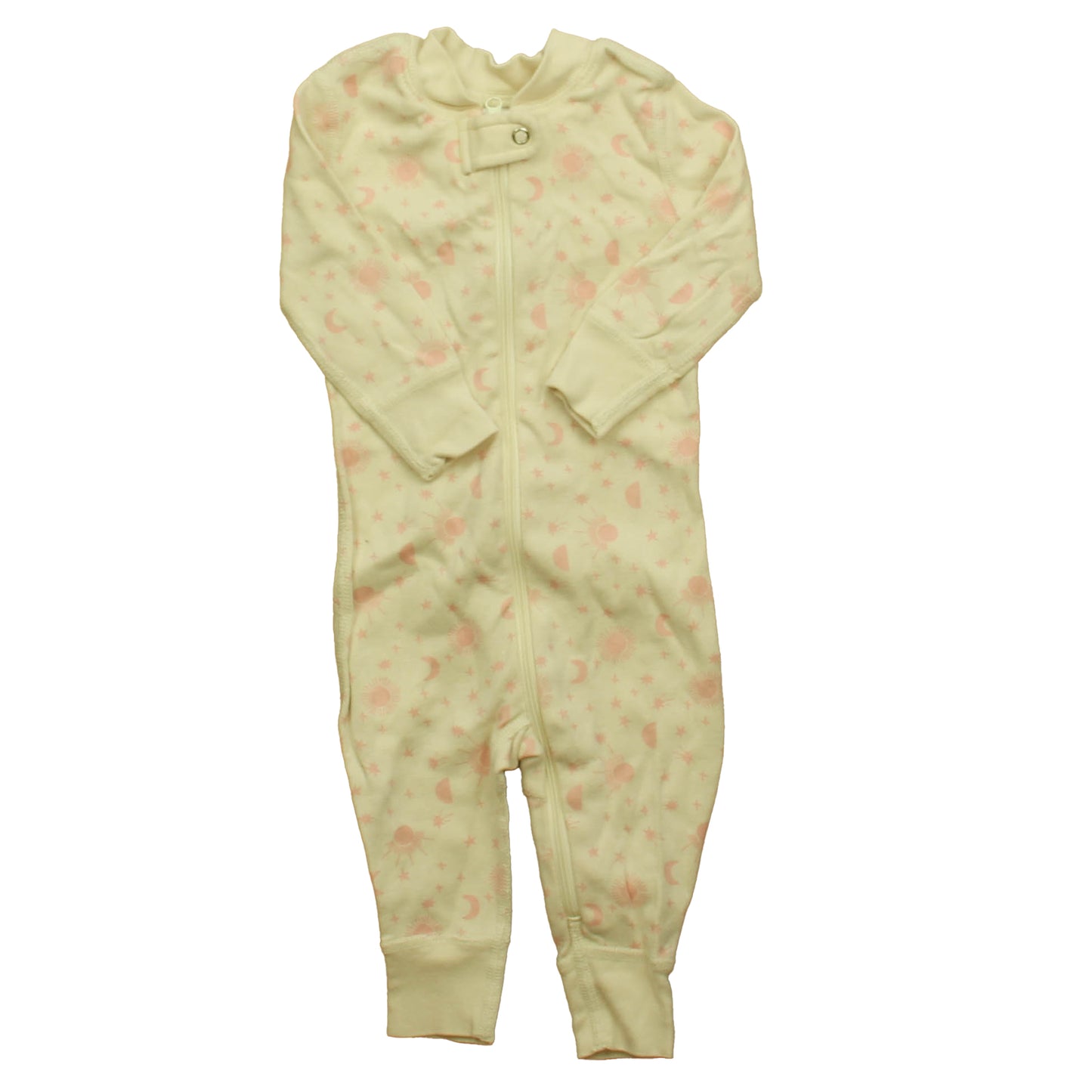 Hanna Andersson Girls Ivory | Pink Sun 1-piece Non-footed Pajamas Size: 3-6 Months Ivory | Pink Sun