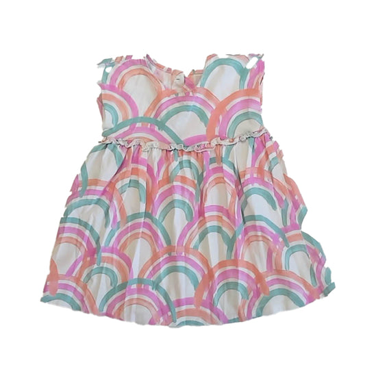 Tea Collection Girls Ivory | Pink | Teal Dress Size: 18-24 Months Ivory | Pink | Teal