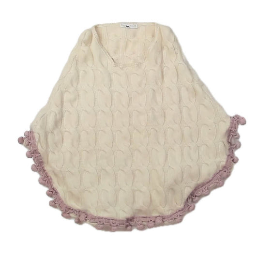 Unknown Brand Girls Ivory | Pink Poncho Size: 5-6 Years Ivory | Pink
